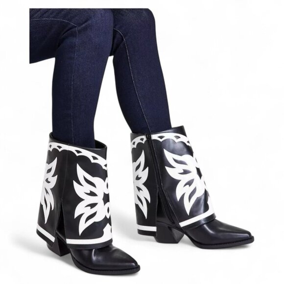 I.n.c. International Concepts Women's Jadiza Fold-Over Cuffed Cowboy Boots - Picture 2 of 3